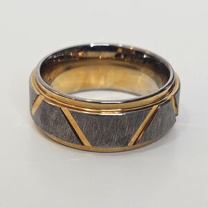Tungsten Carbide two tone ring band stamped size 6